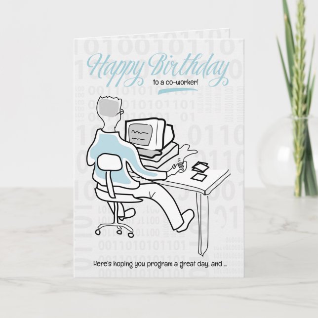 Carte pour CoWorker Funny Birthday Computer Guy (Devant)