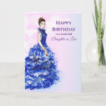 Carte Pour Daughter<br><div class="desc">Based on watercolor fashion illustration by myself Farida Greenfield. Beautiful girl with dark hair wearing a stunning sparkly electric blue ballgown. The design has texts tcan be personalized with text of your preference.</div>