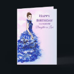 Carte Pour Daughter<br><div class="desc">Based on watercolor fashion illustration by myself Farida Greenfield. Beautiful girl with dark hair wearing a stunning sparkly electric blue ballgown. The design has texts tcan be personalized with text of your preference.</div>