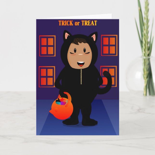 Carte pour enfant au chat noir (Devant)