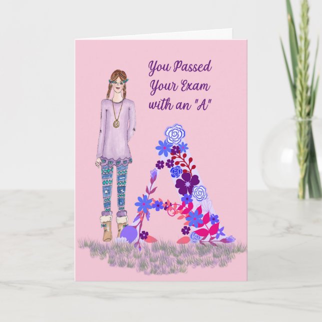 Carte pour examen réussi avec un "A" (Devant)