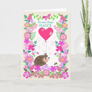 Carte Pour fiancé Valentine avec un hérisson mignon