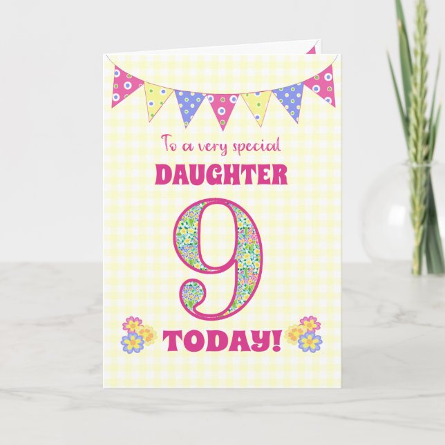 Carte Pour fille 9e anniversaire Primroses Buncard (Devant)