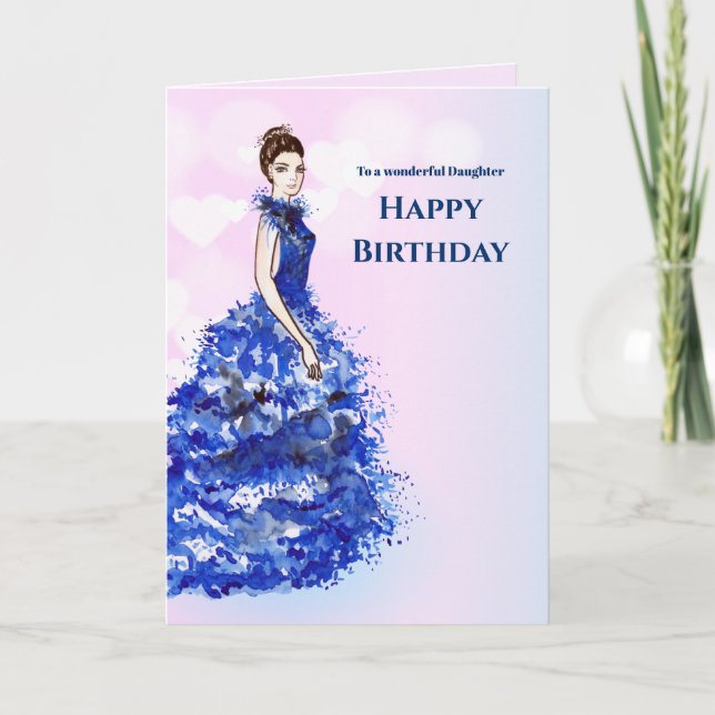 Carte Pour fille à l'anniversaire Sparkly Blue Gown Desi (Devant)