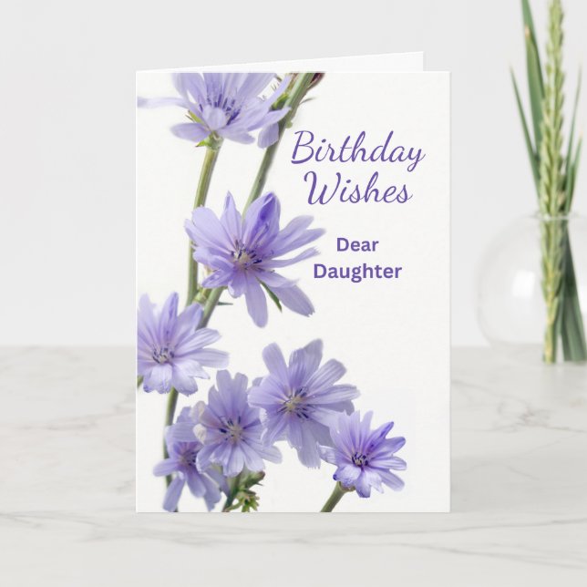 Carte Pour Fille Anniversaire Purple Fleurs Chicorées (Devant)