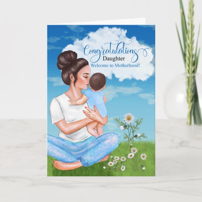 Carte pour Fille Nouveau bébé Félicitations bébé Garçon  (Devant)