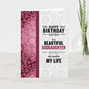 Carte pour Godgirl's Birthday Pink Hearts et Paisley