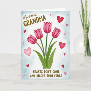 Carte pour grand-mère avec tulipes roses sincères