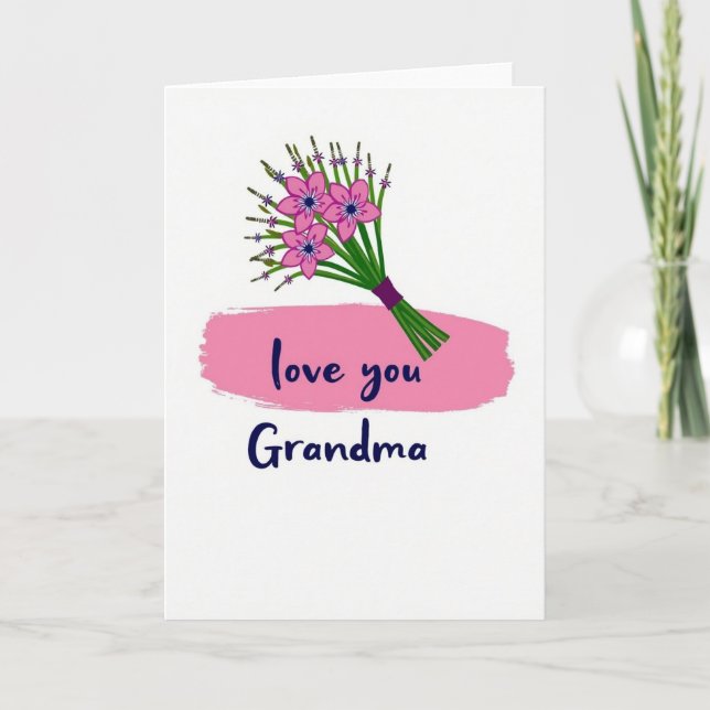 Carte pour grand-mère florale Love You (Devant)