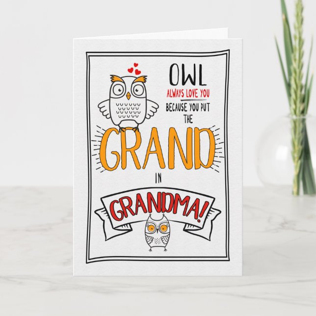 Carte pour grand-mère grand-parents Jour Hibou Toujours  (Devant)