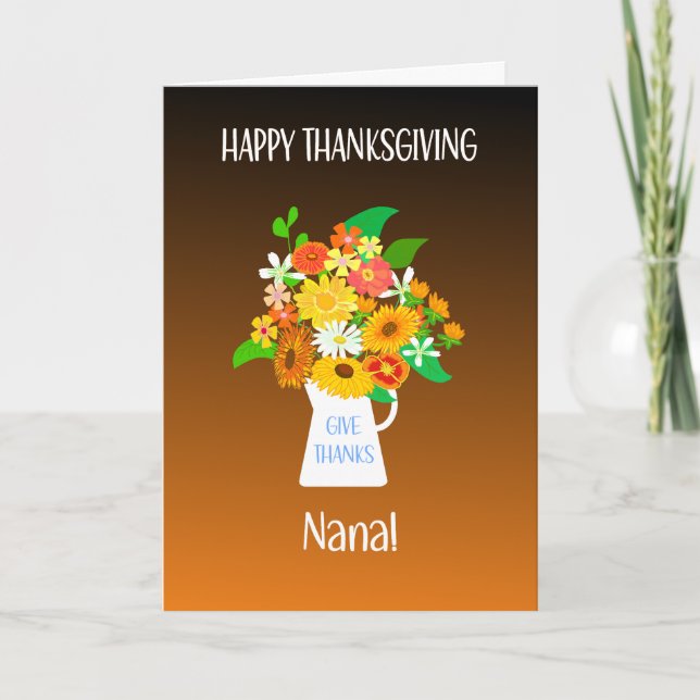 Carte Pour grand-mère Thanksgiving Bouquet de fleurs (Devant)
