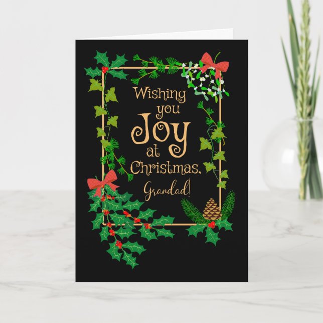 Carte Pour Grand Noël Joy Holly et Mistletoe (Devant)