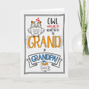 Carte pour grand-père grand-parents Jour Hibou Toujours