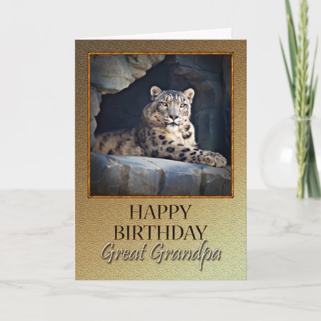 Carte Pour Grand-père un anniversaire avec un léopard de (Devant)