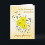 Carte Pour Grandmother, Birthday card avec yellow flower<br><div class="desc">Une magnifique carte d'anniversaire avec des fleurs jaunes de marguerite sur un arrière - plan tourbillonnant.</div>