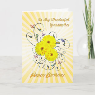 Carte Pour Grandmother, Birthday card avec yellow flower