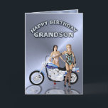 Carte Pour Grandson, anniversaire avec des filles et une<br><div class="desc">Deux belles dames debout à côté d'une moto. Une grande carte pour l'homme qui aime monter !</div>