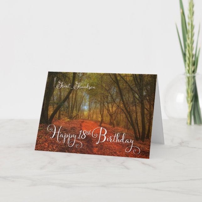 Carte pour Great Grandson Woodland Path 18e anniversaire (Devant)