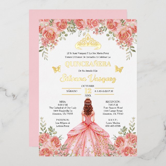 Carte pour invitation de Quinceañera (Recto/Verso)