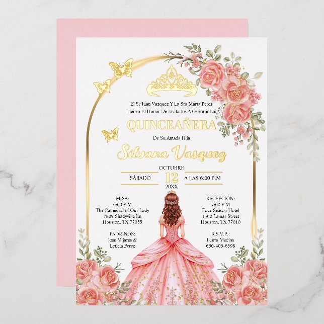 Carte pour invitation de Quinceañera (Recto/Verso)