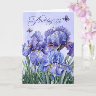 Carte pour la fête de l'enseignant Iris Violet avec Papi