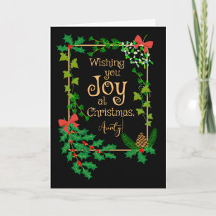 Carte Pour la fête de Noël de Tante Joie Holly et Mistle