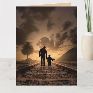 CARTE POUR LA FÊTE DES PÈRES PAPA ET FILS COUCHER