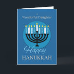 Carte Pour la fille Hanoukka Menorah sur le bleu foncé<br><div class="desc">C'est une belle carte que vous pouvez surprendre une fille merveilleuse avec une fois les vacances Hanoukka enfin arrivé. L'intérieur partage un des messages les plus sincères pour elle tandis que l'extérieur présente une Menorah.</div>
