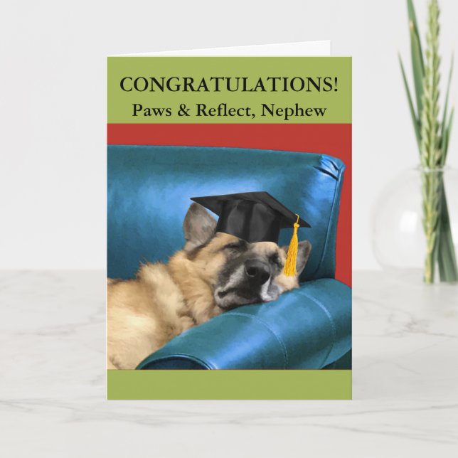 Carte Pour la graduation Nephew berger allemand repos (Devant)