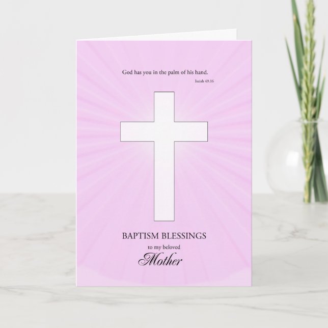 Carte Pour la mère Baptême, Croix brillante (Devant)