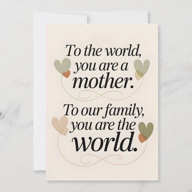 Carte pour la Mère du Monde - Citation Familiale S (Devant)
