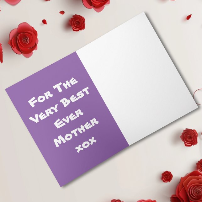 Carte 'Pour la très meilleure mère jamais' Fête des Mère ('For The Very Best Ever Mother' - Simple Mauve Mother's Day Card with Space for a Heartfelt Message.)