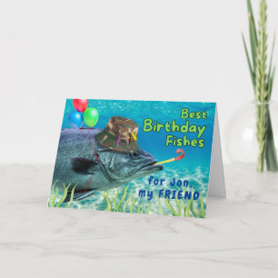 Carte Pour l'Ami Anniversaire Poisson prêt à faire la fê