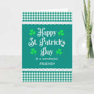 Carte Pour l'ami St Patrick's Day Shamrock Green Checks