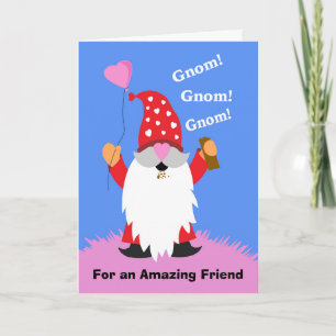 Carte Pour l'ami Valentine's Day mignonne Gnome Chocolat