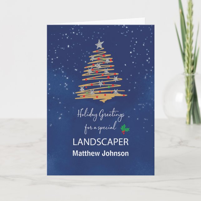 Carte Pour Landscaper Christmas Tree Nom personnalisable (Devant)