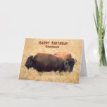 Carte Pour l'anniversaire de Grandson avec une paire de<br><div class="desc">Salutations d'anniversaire pour un petit-fils avec une paire de bisons sur la prairie avec de grandes herbes. Copyright © Shoaff Ballanger Studios,  2023.</div>