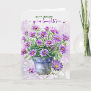Carte pour l'anniversaire de la petite-fille Asters Viol