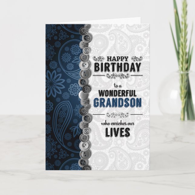 Carte pour l'anniversaire de notre petit-fils Blue Paisl (Devant)