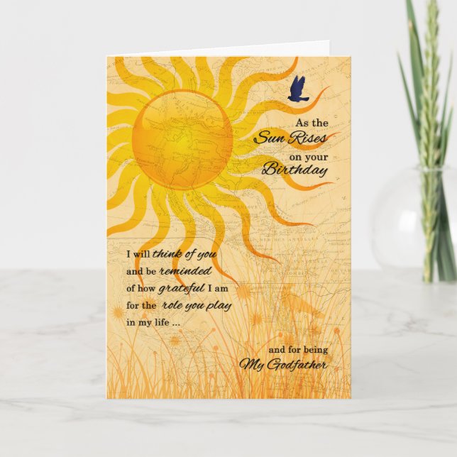 Carte pour l'anniversaire du parrain Sentimental Sun Ris (Devant)