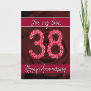Carte pour le 38e anniversaire avec des roses et d