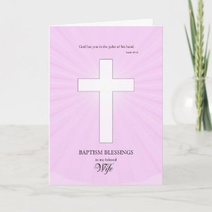 Carte Pour le Baptême de la femme, Croix brillante