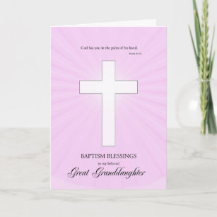 Carte Pour le Baptême Grand-Fille, Croix Lumineuse