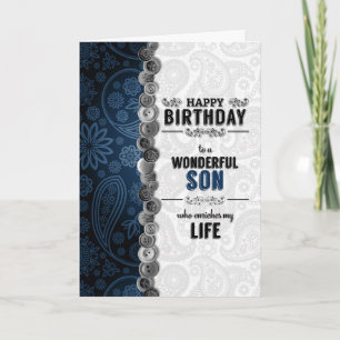 Carte pour le Bleu Paisley d'anniversaire du Fils avec b