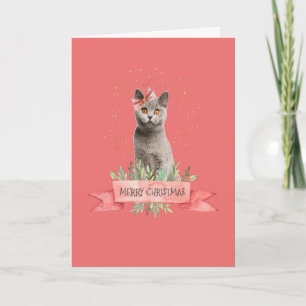Carte pour le cadeau d'un chaton de Noël pour un e