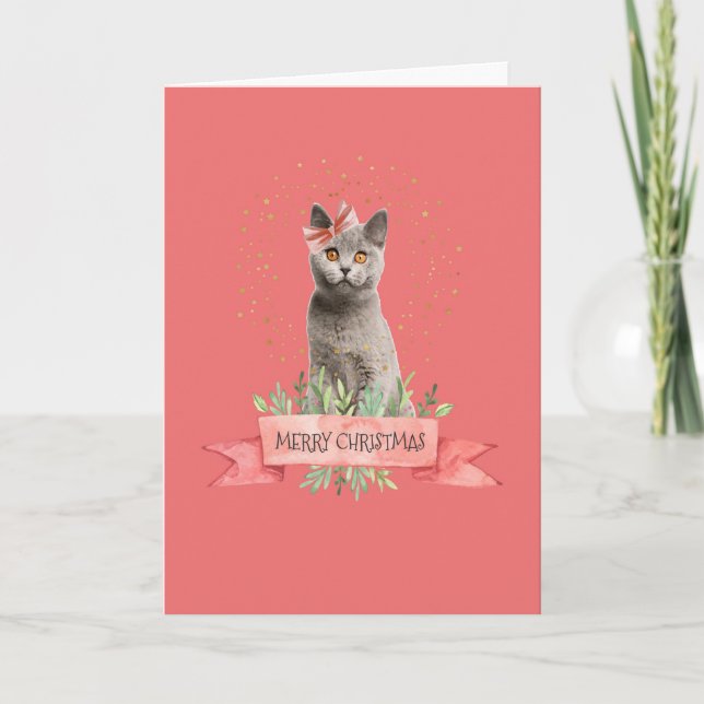 Carte pour le cadeau d'un chaton de Noël pour un e (Devant)