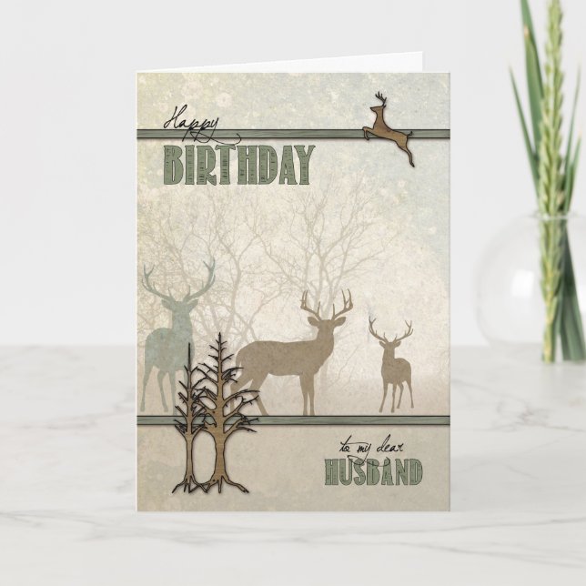 Carte pour le cerf de maris dans la forêt Anniversaire (Devant)