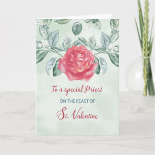Carte Pour le prêtre Rose Fête religieuse de Saint-Valen