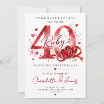 Carte pour les 40 ans de mariage | Noces de rubis