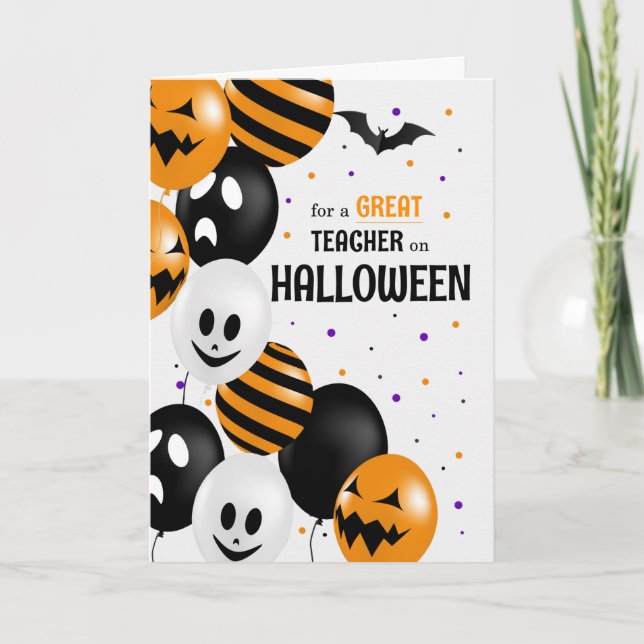 Carte pour les ballons enseignants et l'Halloween Pois (Devant)